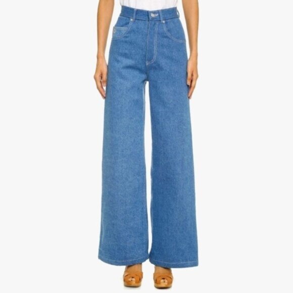 Samantha Pleet High Wasisted Wide Leg Blue Jeans Size 27 New - Picture 1 of 8